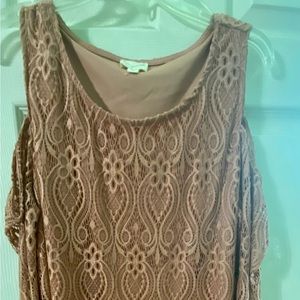 ULTRA FLIRT CORAL COLD SHOULDER LACE DRESS